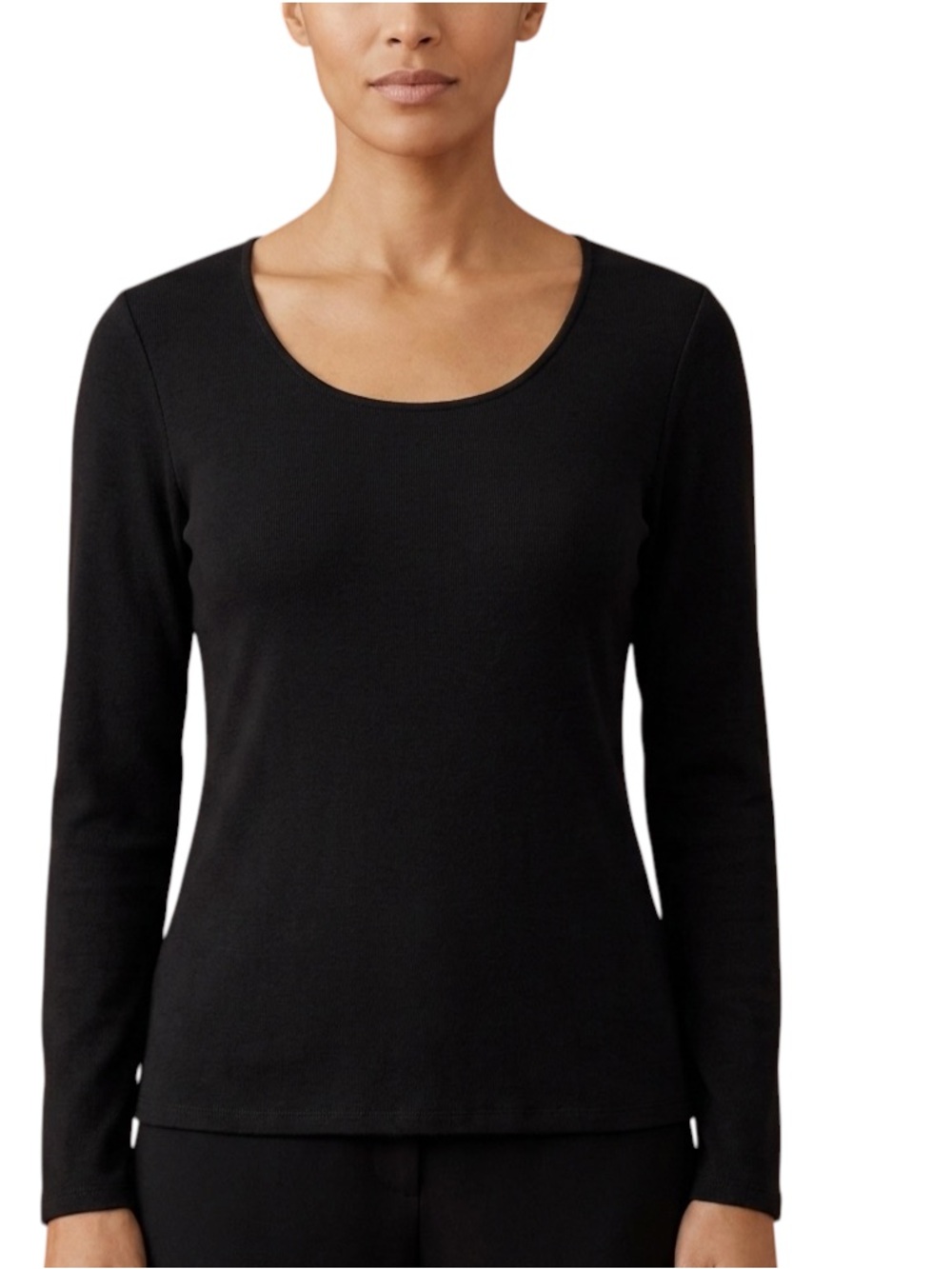 Eileen Fisher Black Scoop Neck Long Sleeve Sweater